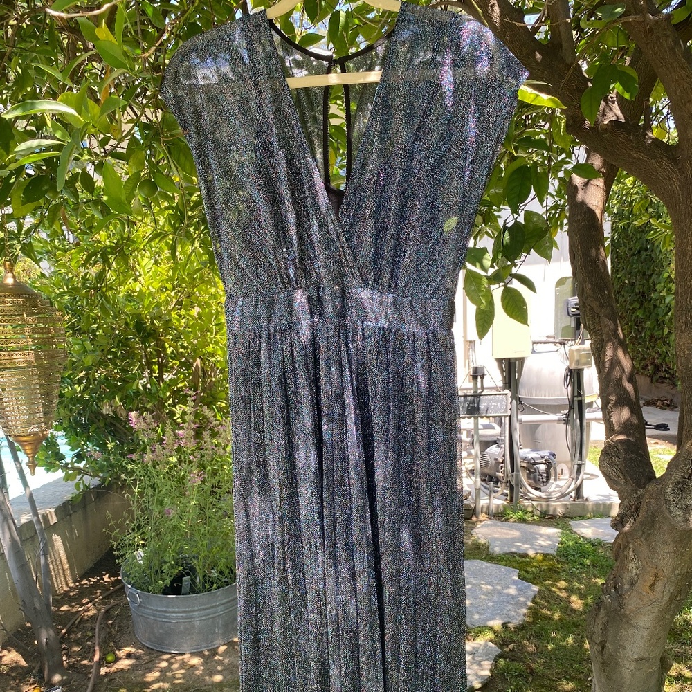 Anthropologie Moulinette Soeurs Metallic Dress Pleated Midi